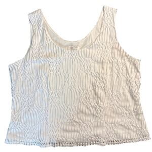 Dress Barn Sheer Textured Overlay  Tank Top Size 22W in White